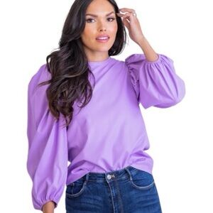 Karlie Purple Puff Sleeve Top